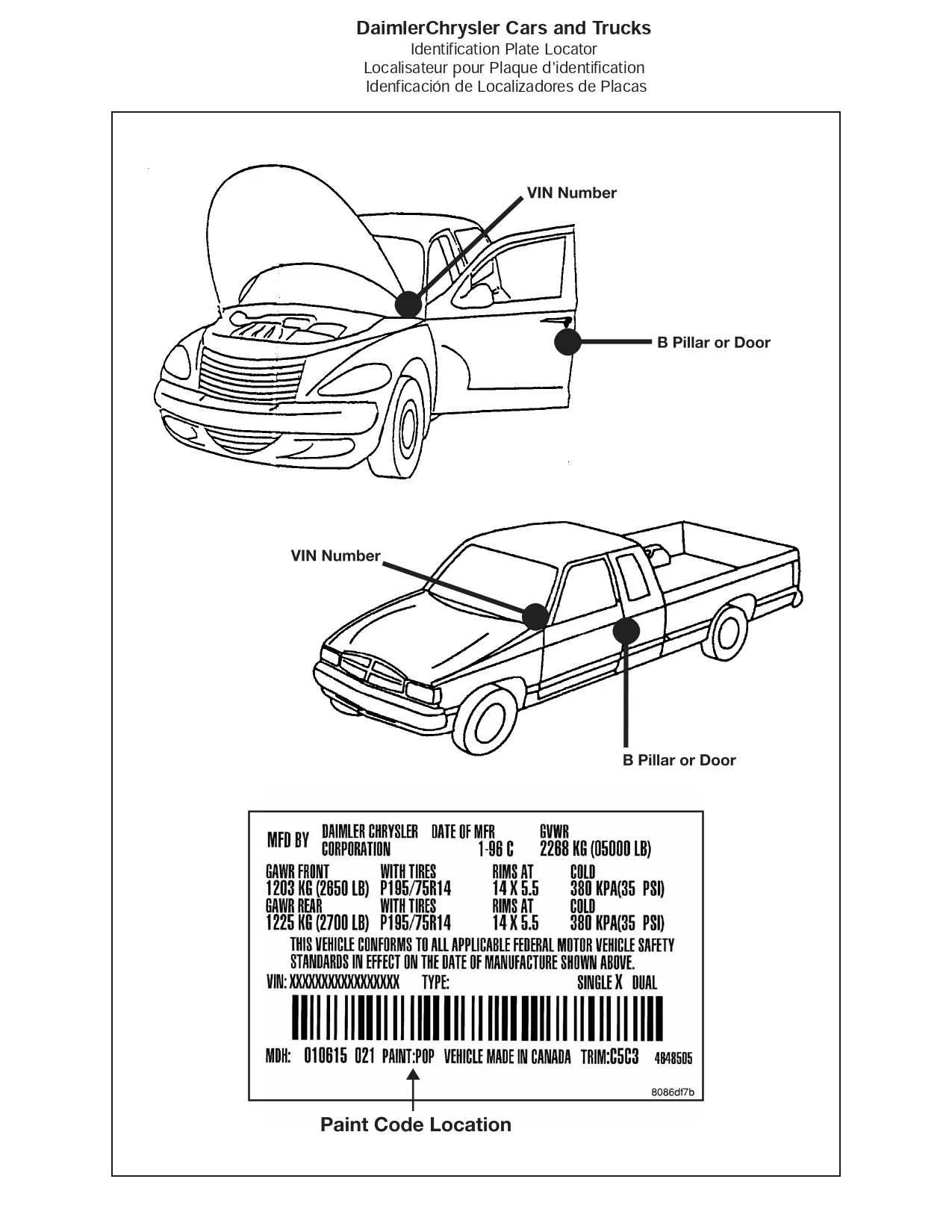 Oem Colors, Paint Codes, Mixing Stock Numbers, and Color Names for 2007 Chrysler, Dodge, Jeep and RAM Vehicles